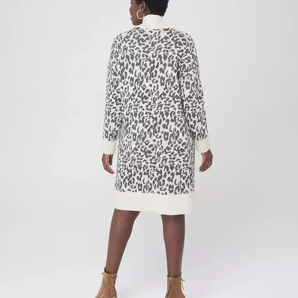 Loft Leopard Turtleneck Sweater Dress - Picture 2 of 7